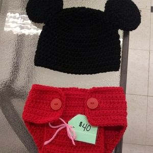 Homemade Crocheted Mikey Mouse Diaper Cover